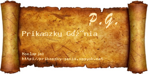 Prikaszky Génia névjegykártya